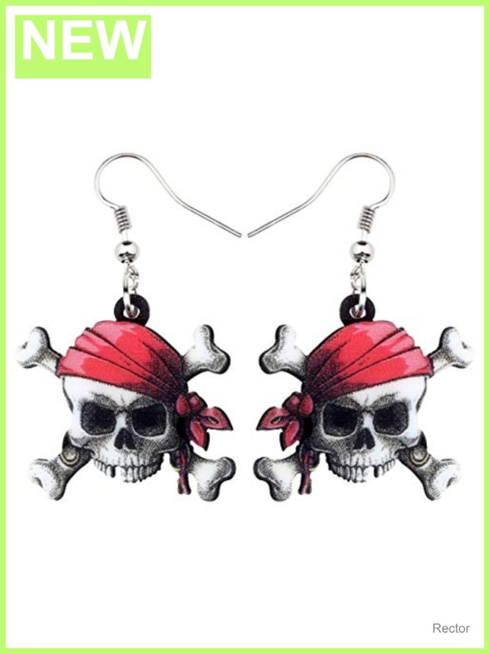 Acrylic Halloween Pirate Skull Dangle Earrings French Wire